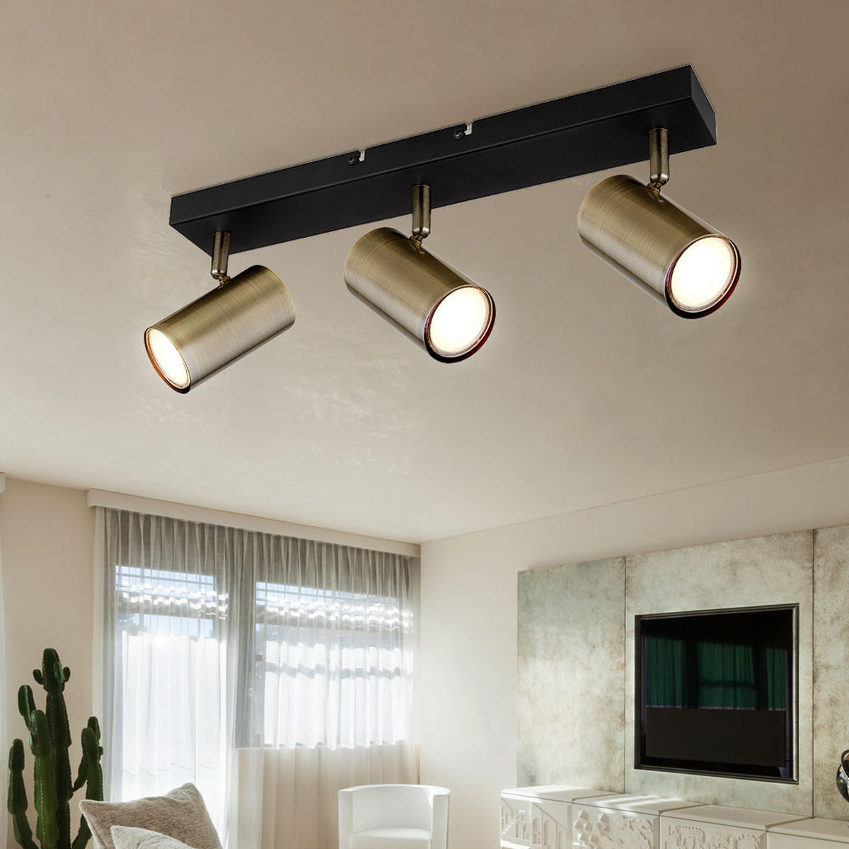DECKENLEUCHTE Robby Metall Messing - Messingfarben, Metall (41/6/120cm) - Globo Lighting