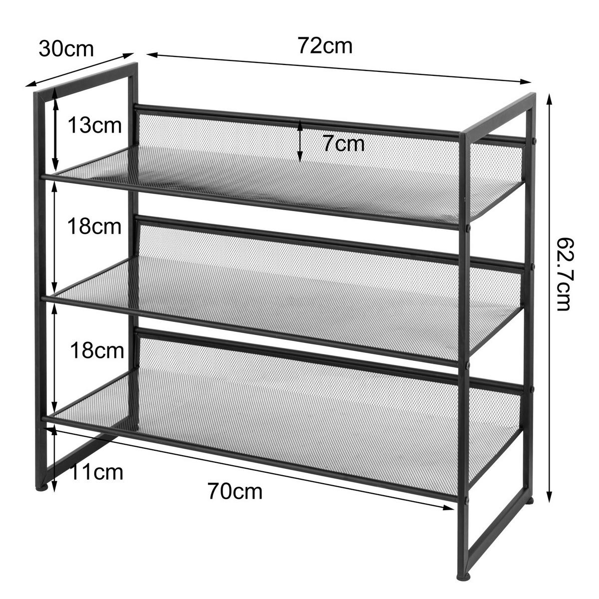 SCHUHREGAL - Schwarz - Metall - Schwarz, Kunststoff/Metall (72/63/30cm) - home24