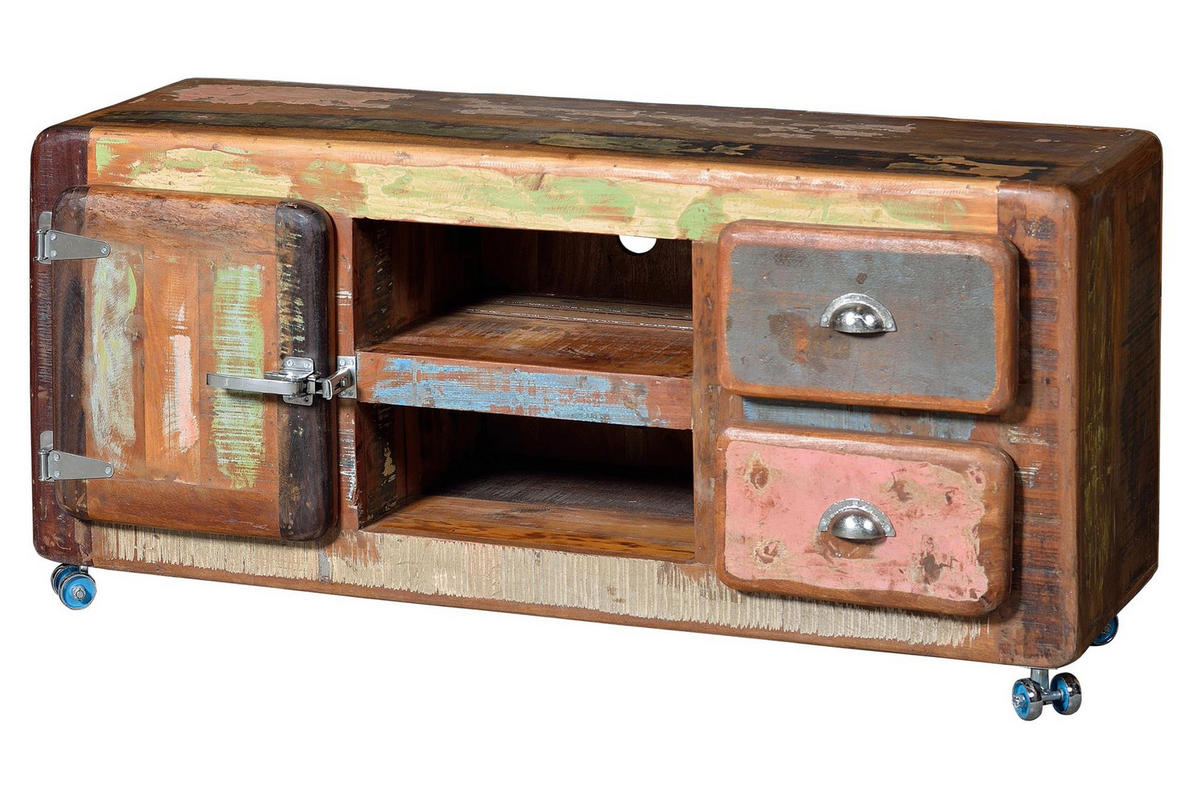 TV-SCHRANK aus recyceltem Holz - Chromfarben, Holz (135/56/40cm) - Giner y Colomer