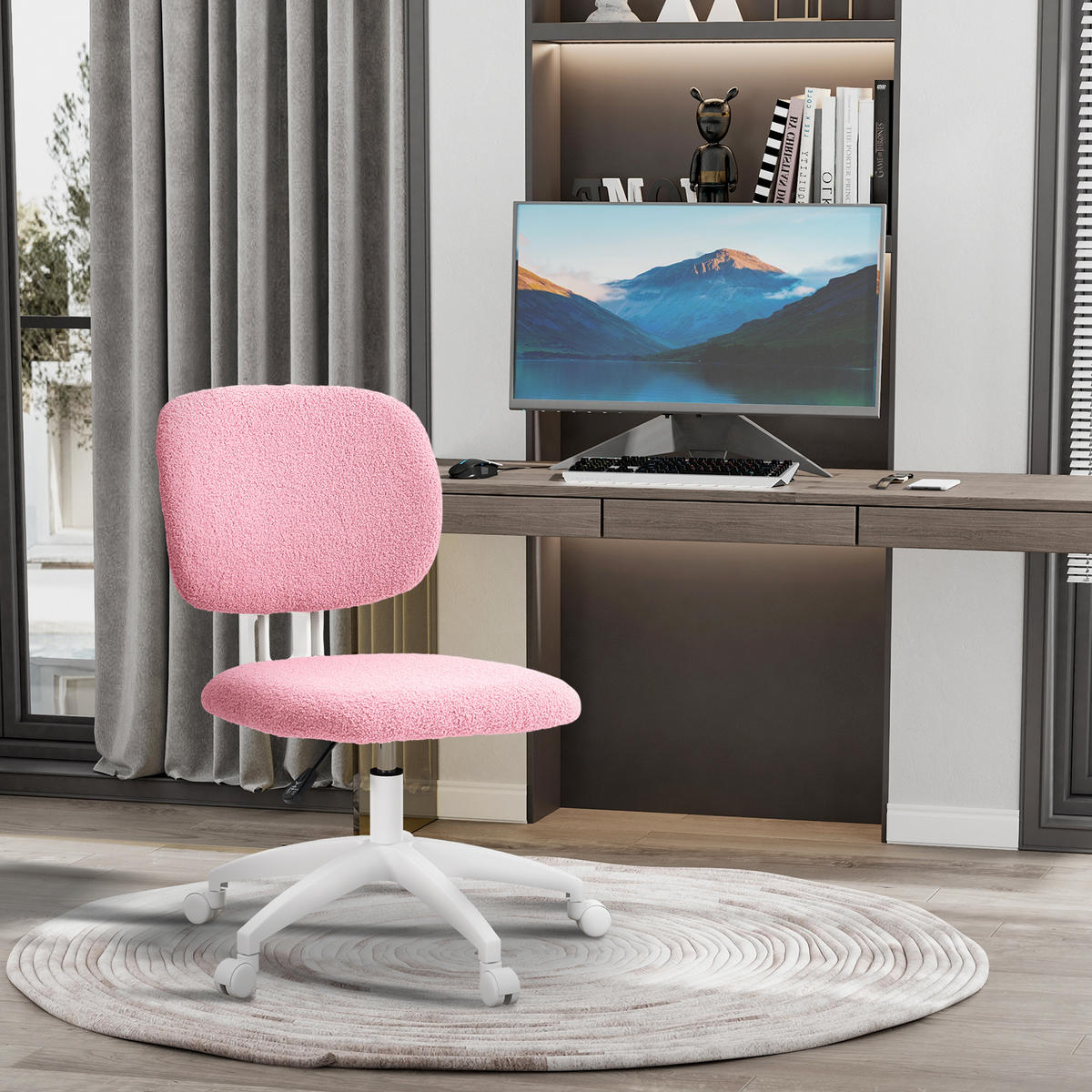 BÜROSTUHL, Ergonomischer Schreibtischstuhl, Höhenverstellbarer Computerstuhl - Rosa, Kunststoff (53/90/48cm) - Vinsetto