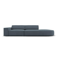 RECHTES-SOFA Jodie aus strukturiertem Stoff blau 3 Sitzplätze - Blau, Textil (102/70/262cm) - Micadoni