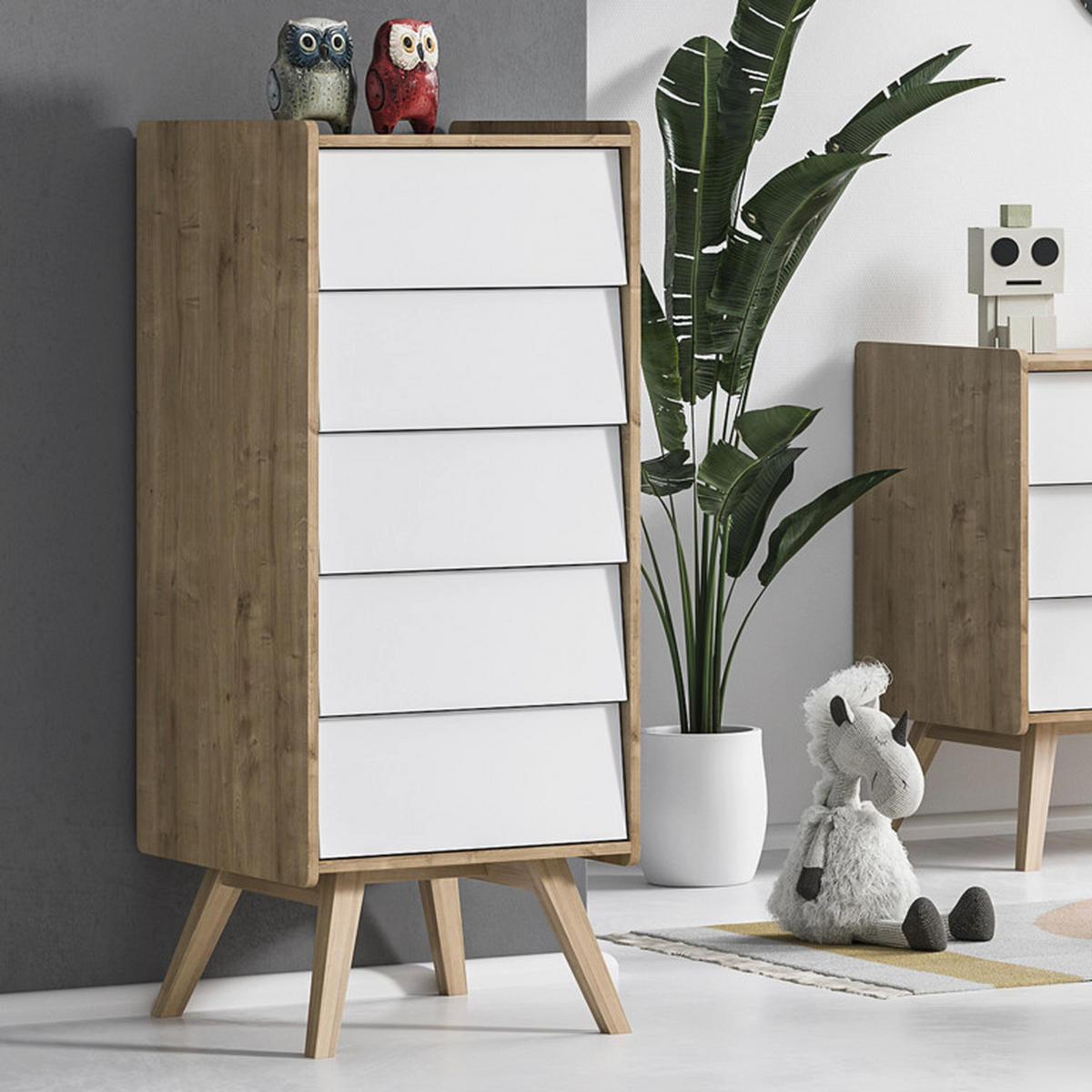 KOMODA Vintage les in bela barva - bela/rjava, leseni material (51/128/41cm) - Petits-meubles