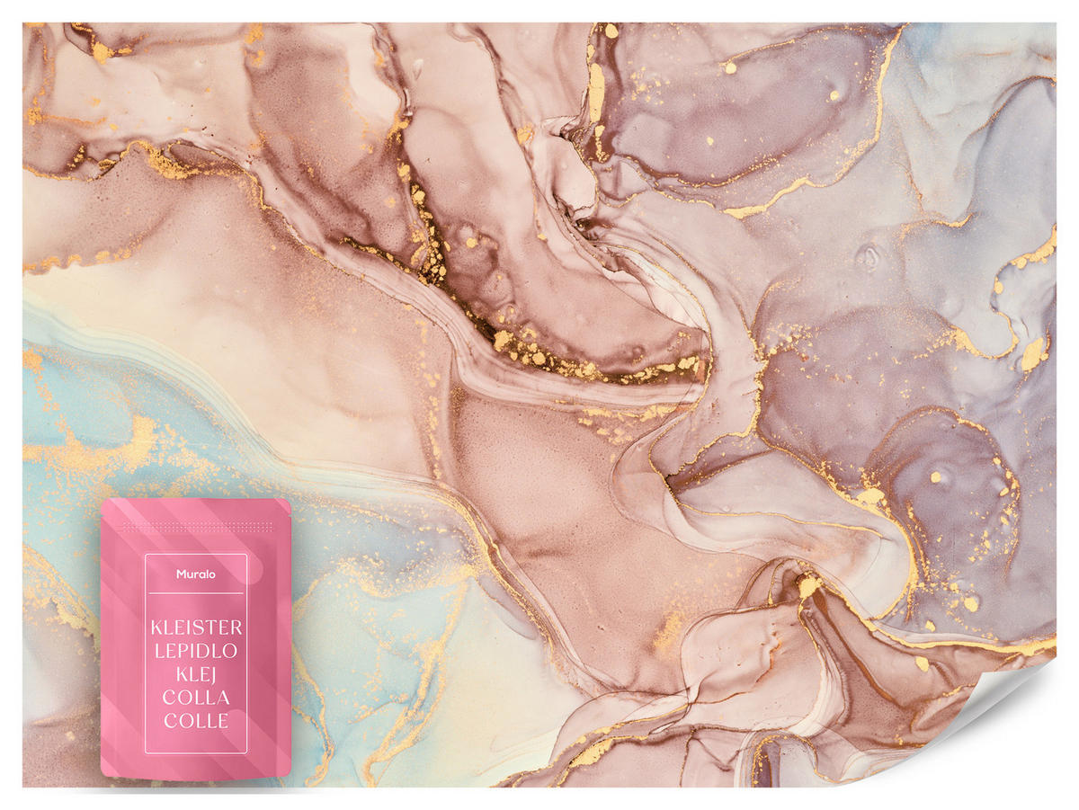 FOTOTAPETE für Wohnzimmer Bunte Marmor Abstraktion 250x175 - Blau/Beige, Papier (250/175cm) - Muralo