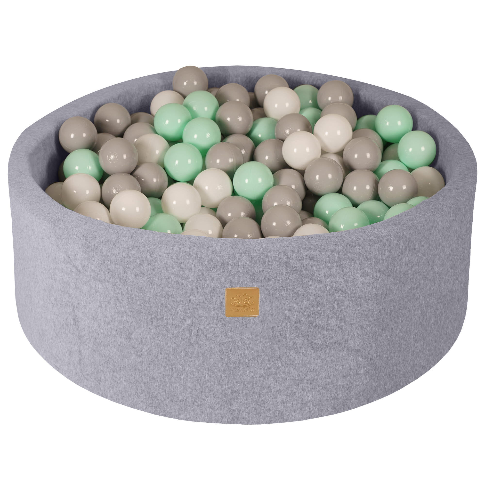 BÄLLEBAD für Kinder, Samt, Hellgrau - Greige/Hellgrau, Textil (90/90/30cm) - MeowBaby