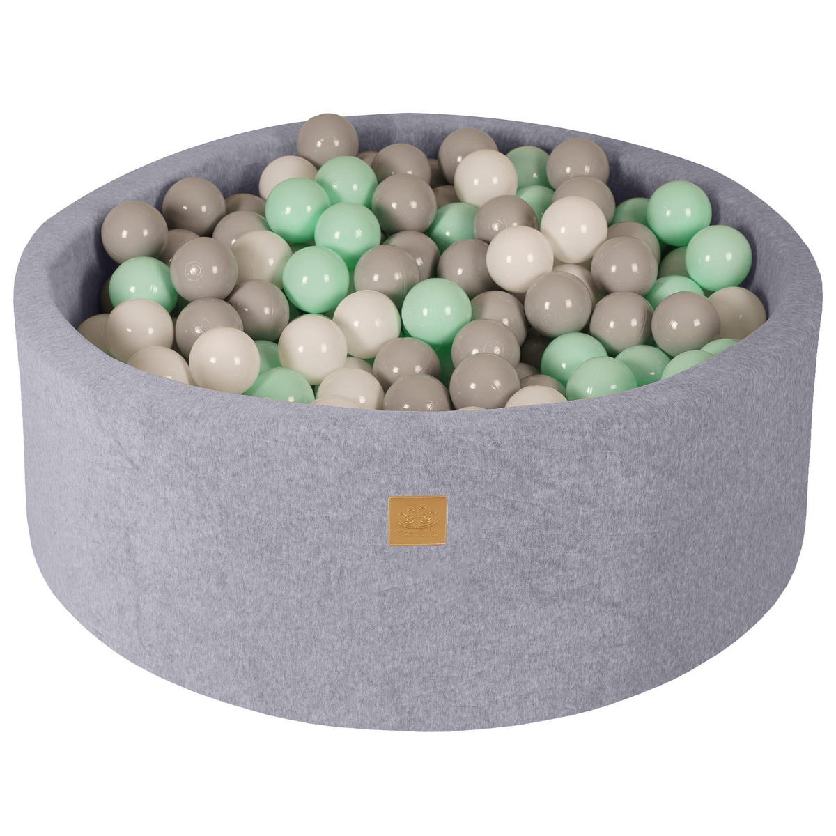 BÄLLEBAD für Kinder, Samt, Hellgrau - Greige/Hellgrau, Textil (90/90/30cm) - MeowBaby