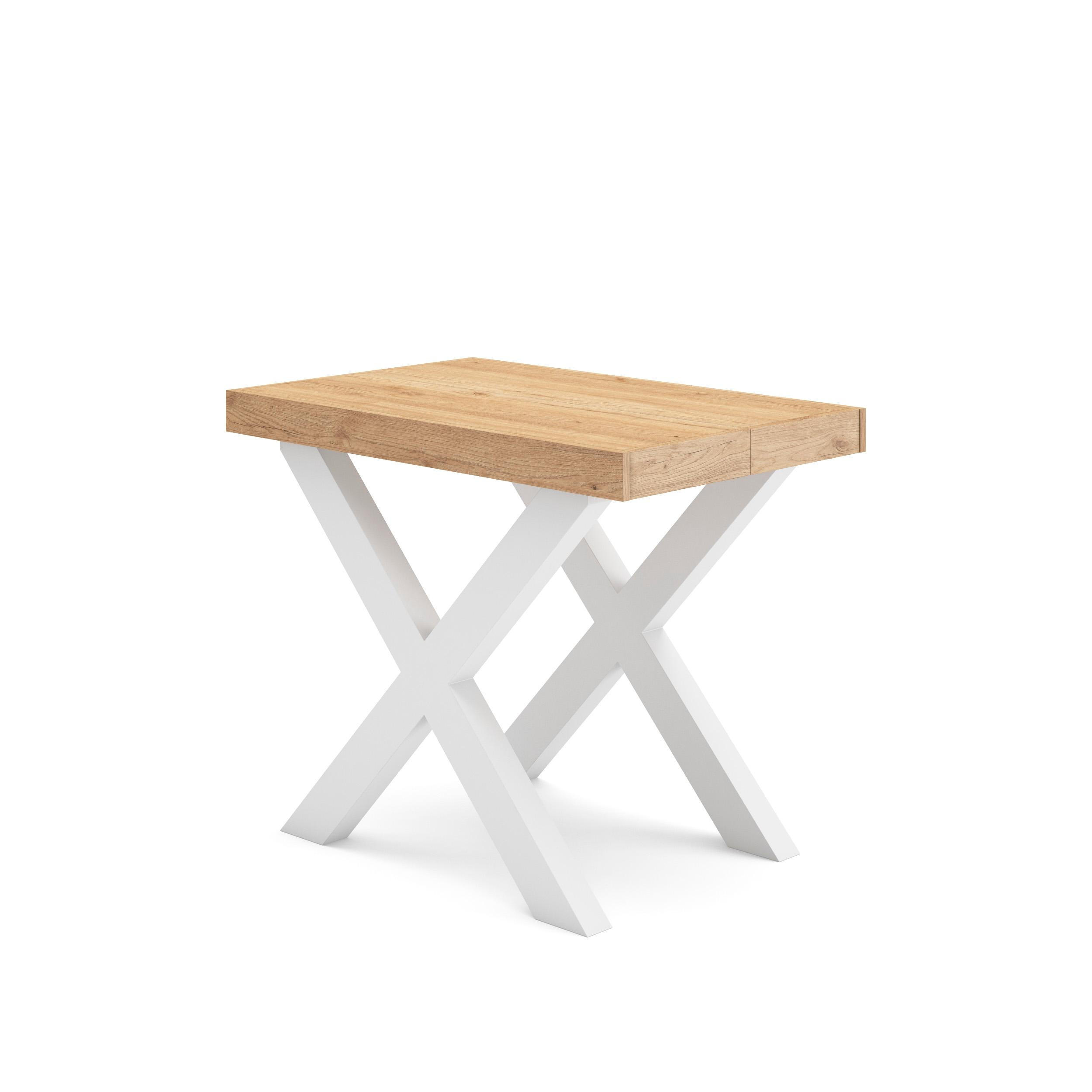 KONSOLENTISCH ausziehbar 58 bis 180cm, für 8 Gäste, eiche, 90/58/73cm - Eichefarben/Weiß, Holzwerkstoff (90/180/73cm) - Skraut Home