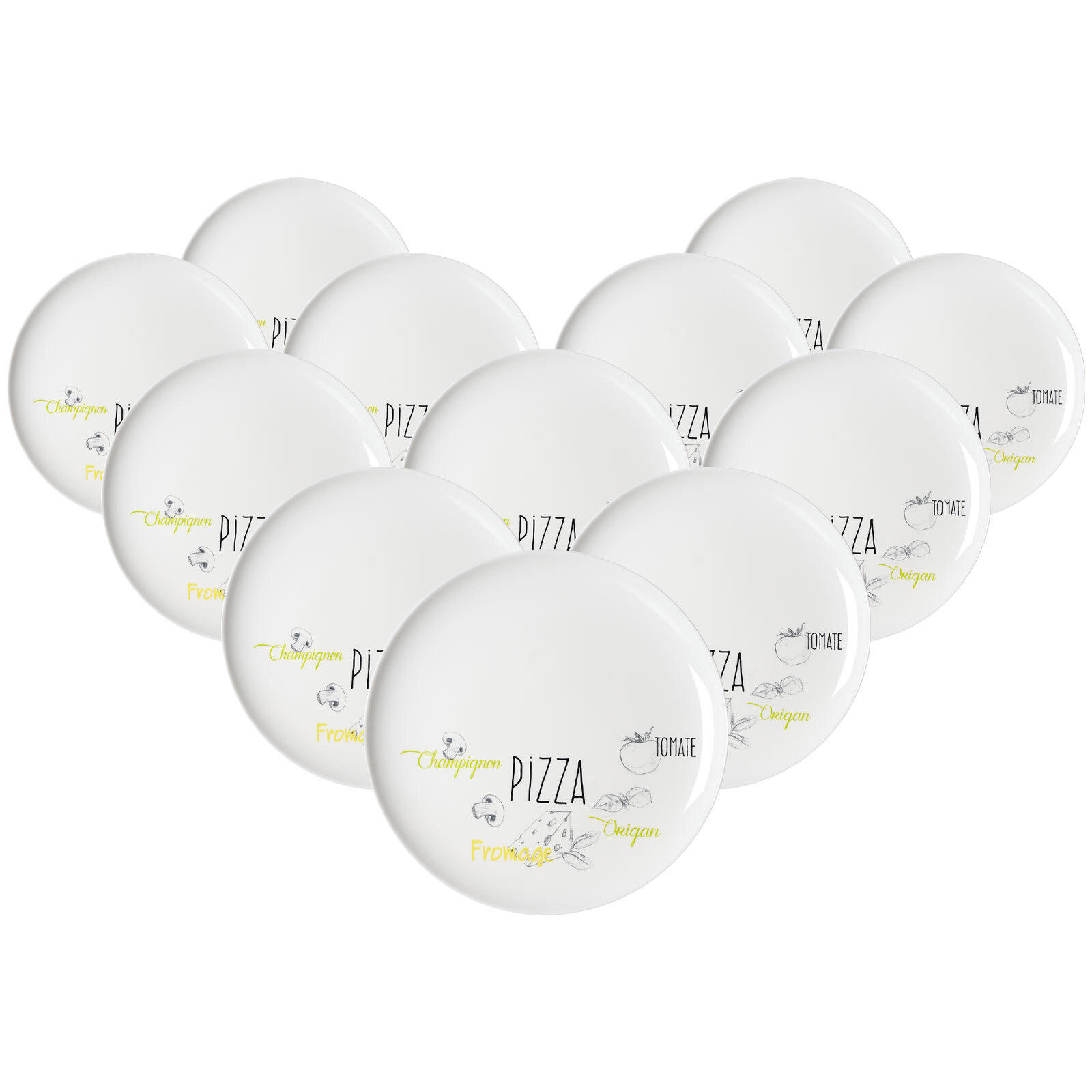 PIZZATELLER Alberto weiß-bunt ø 32 cm 12er Set - Multicolor/Weiß, Glas (32cm) - Ritzenhoff Breker