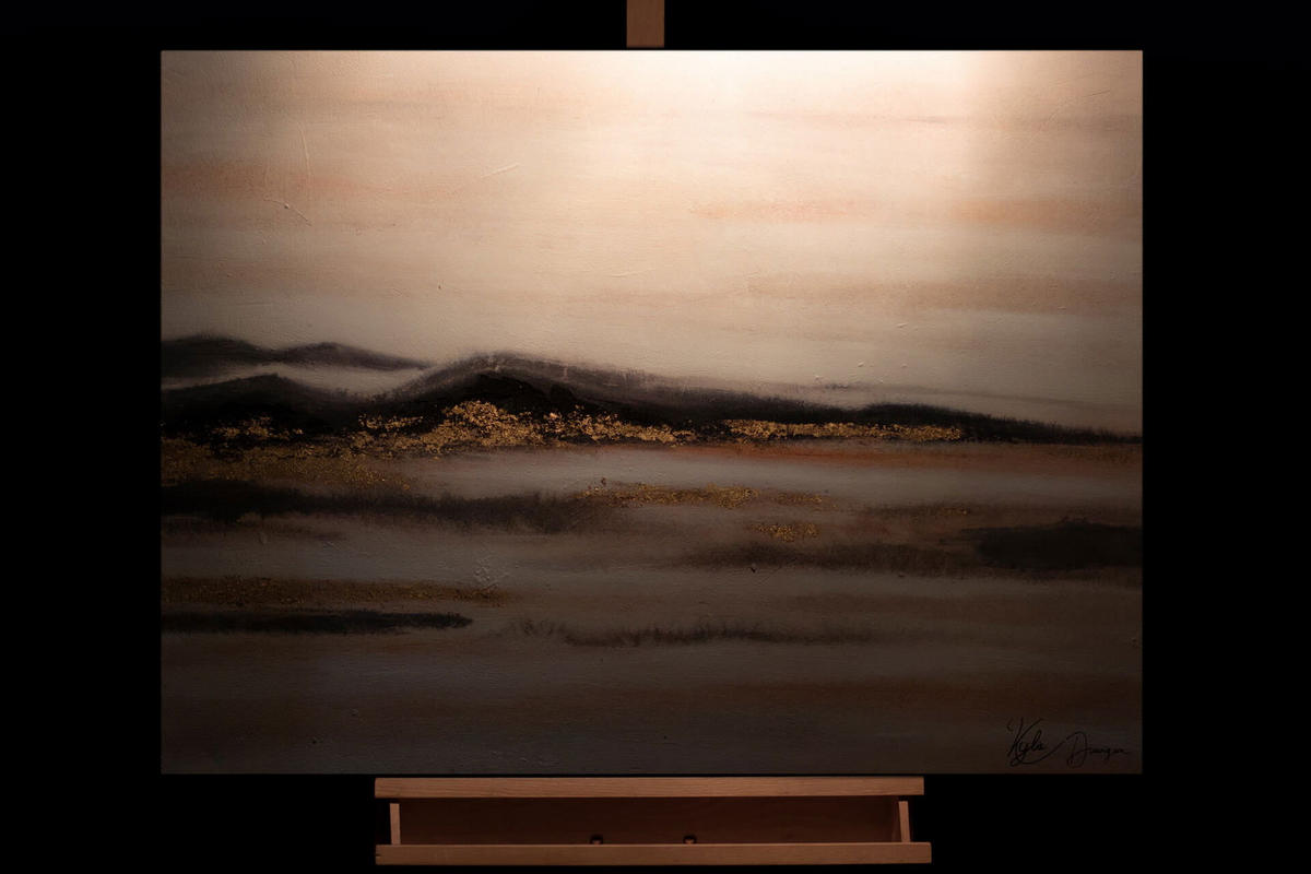 ACRYLBILD HANDGEMALT 100/75 cm - Beige/Schwarz, Holz/Textil (100/75cm) - KUNSTLOFT