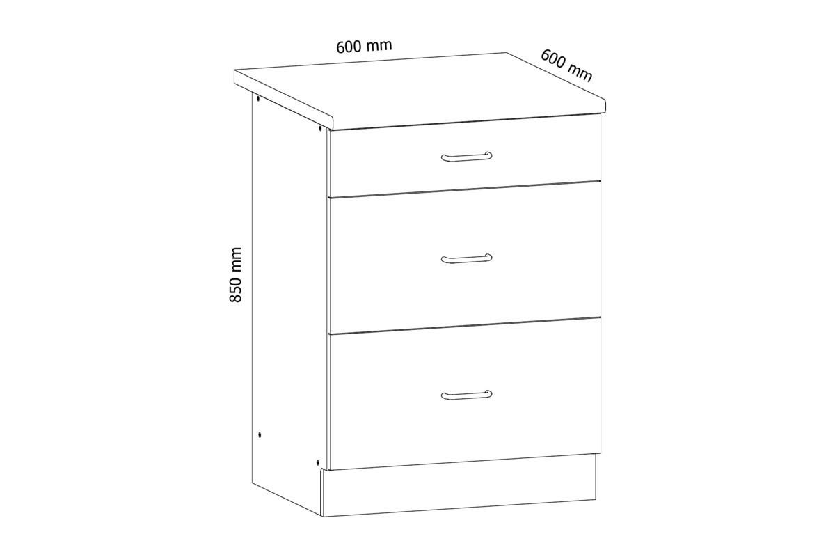 UNTERSCHRANK D60S3 – Sycylia Milano – Milano / Walnuss - Walnussfarben, Holzwerkstoff (60/82/47cm) - ROYAL24_MARKT