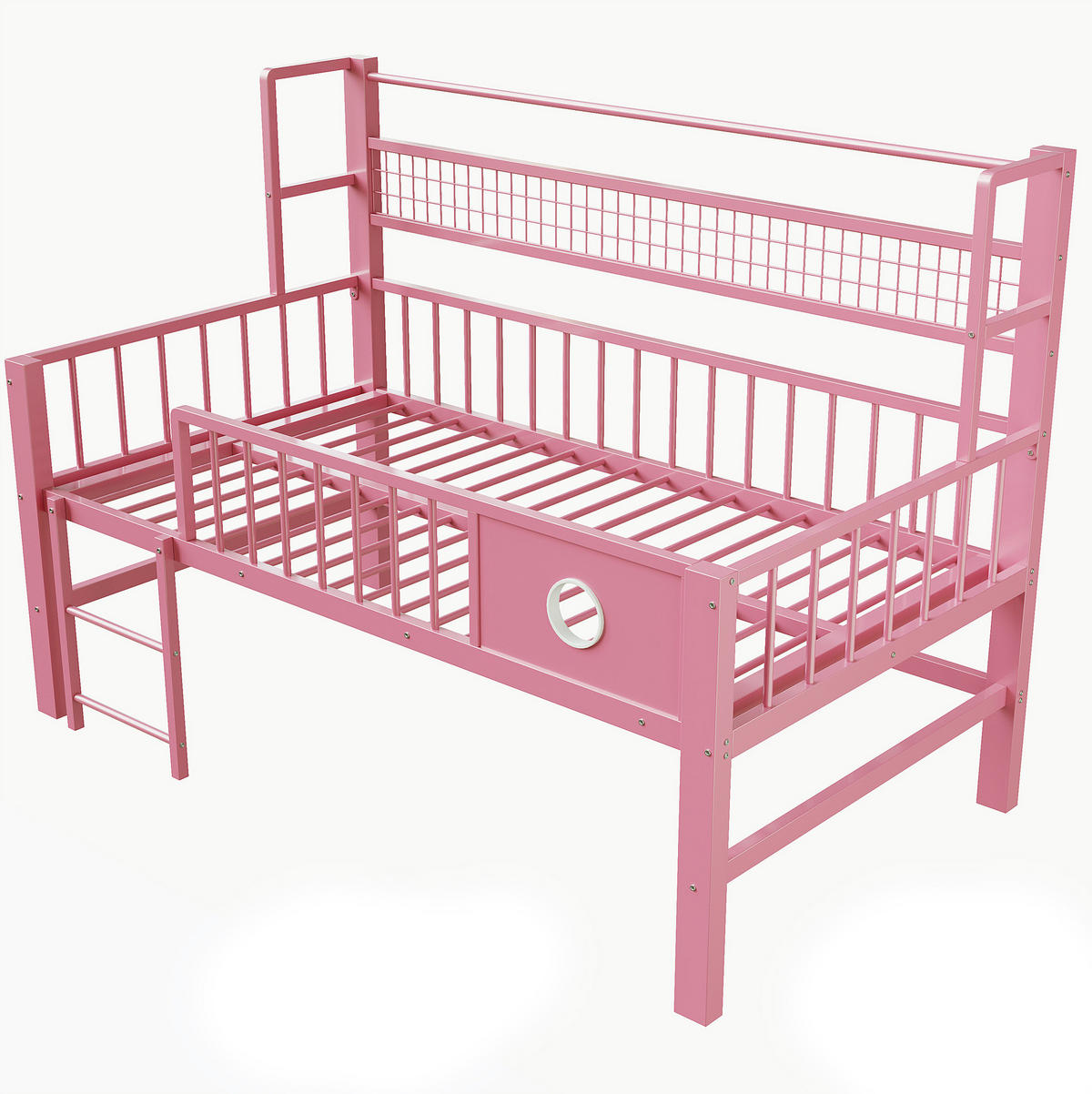 HOCHBETT niedrig 90x200 cm mit Stauraum und Kleiderstange Rosa - Pink, Metall (90/200cm) - Beauniv