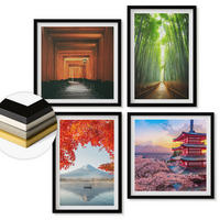 WANDBILDER 4er-Set - 50x50 cm & 40x60 cm Schwarzer Rahmen - Fuji-Torii-Bambuswald, Japan - Schwarz, Kunststoff (50/50cm) - ArtPrintCave