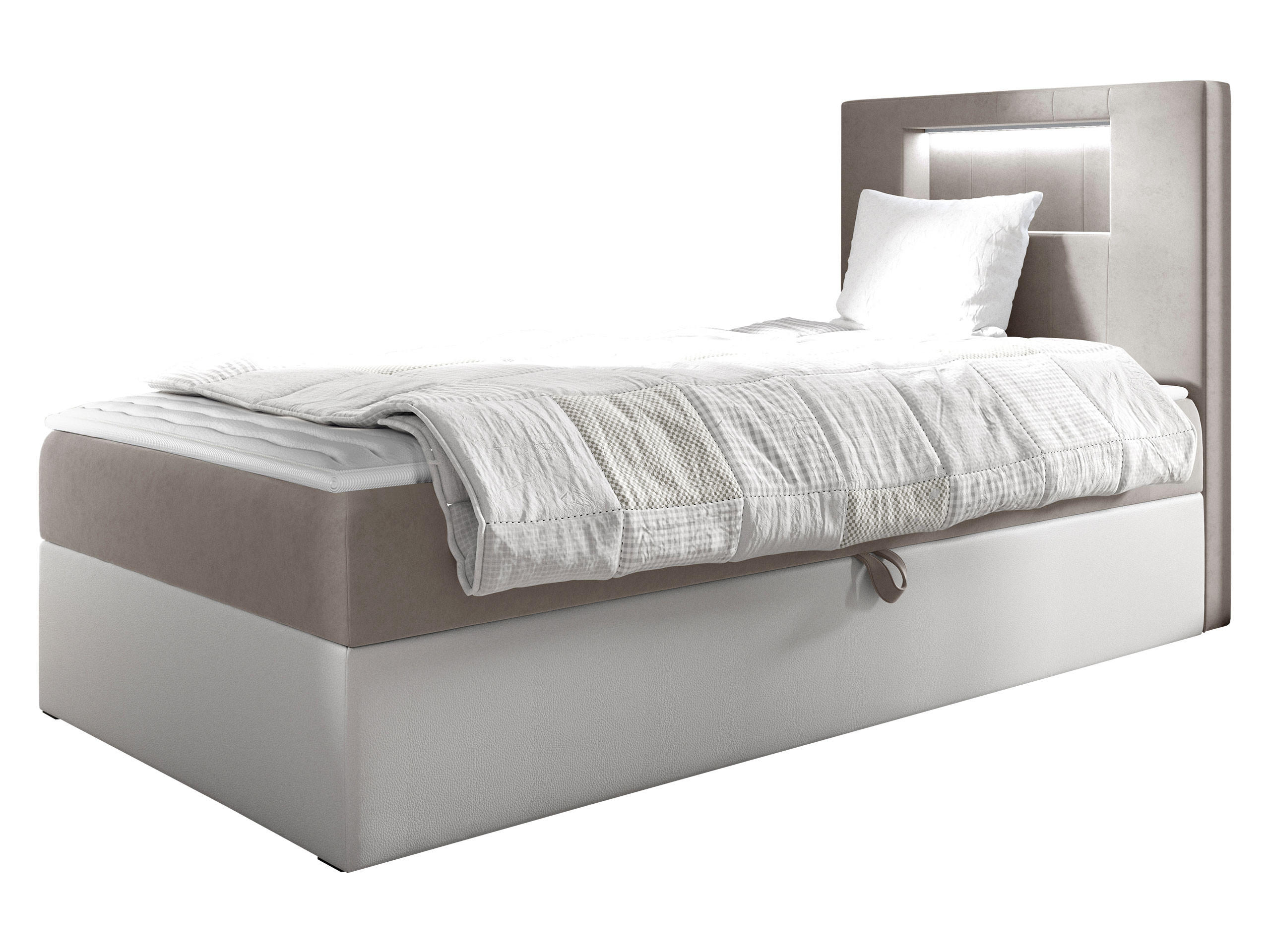 BOXBETT Gold Junior 1, Seite zum Öffnen des Bettkastens: Rechts - Creme/Weiß, Holz (90/200cm) - MIRJAN24