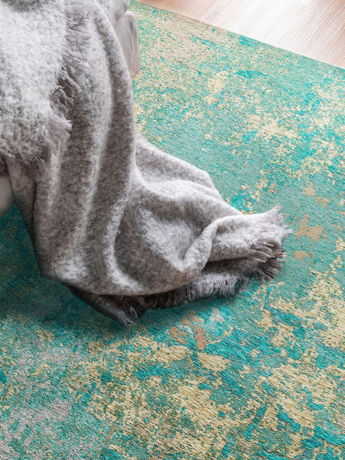 FLACHGEWEBETEPPICH Stay Türkis 80x165 cm - Türkis, Textil (80/1cm) - KUNSTLOFT