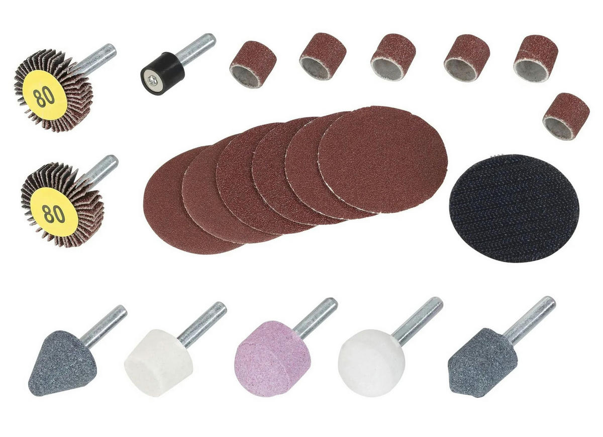 SCHLEIF- & POLIERSET, 21-teilig, vielseitig - Braun, Kunststoff (17/4/10cm) - Westfalia