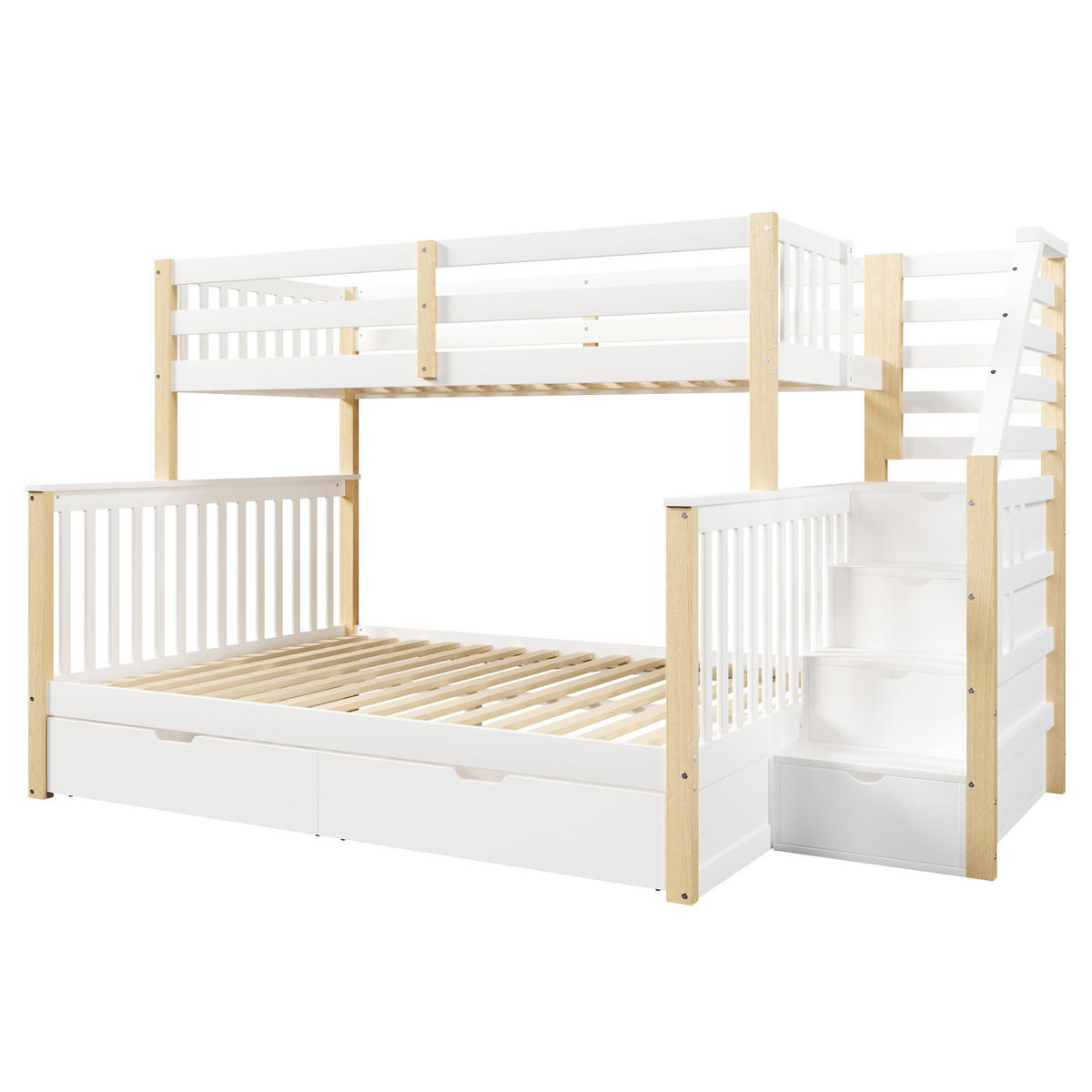HOCHBETT 90/200-140/200 cm aus Kiefernholz mit Schubladen, Weiß - Weiß, Holz (90/200cm) - OKMYHOME