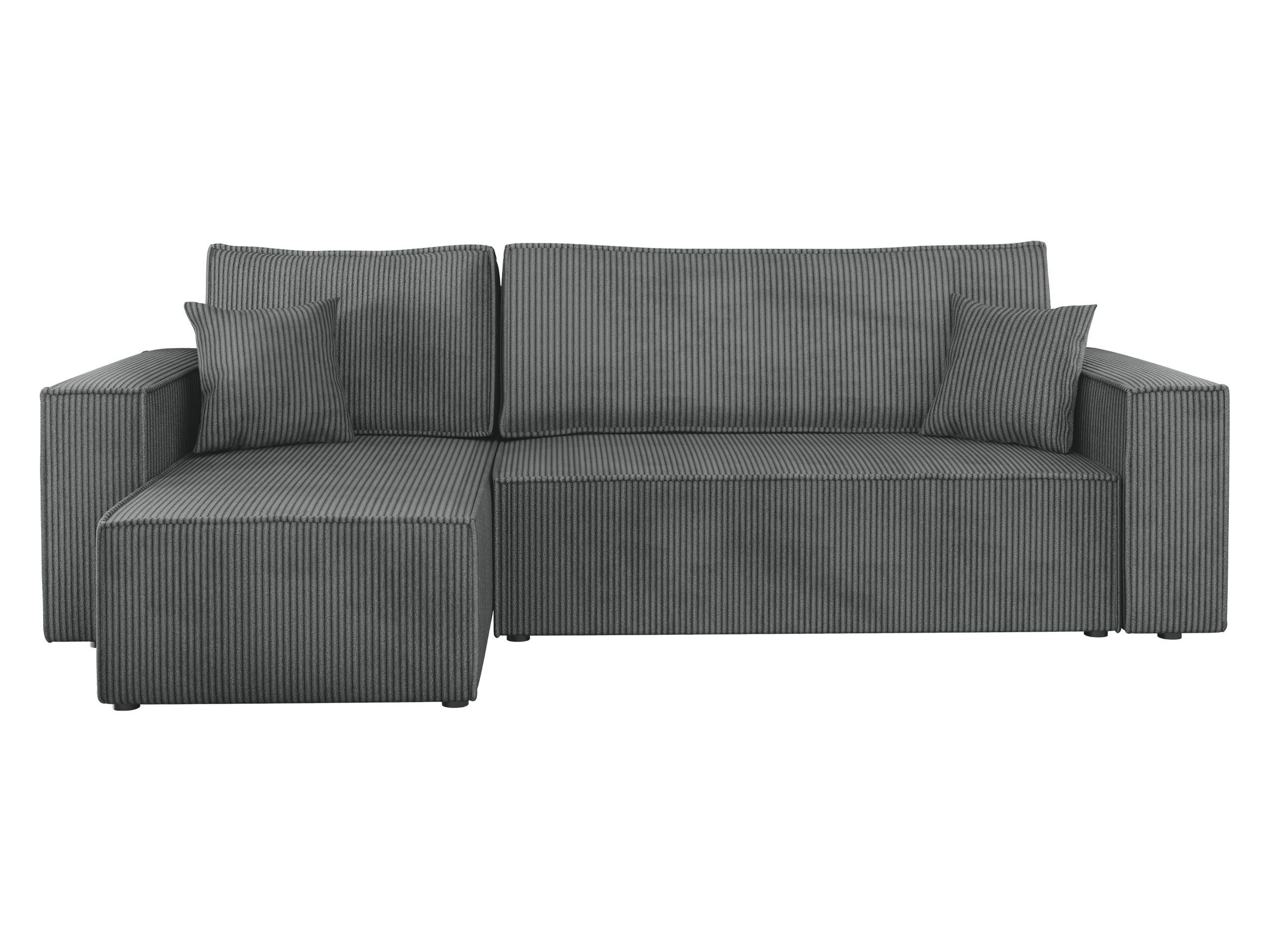 ECKSOFA Karl Cord - Dunkelgrau/Schwarz, Holz/Kunststoff (244/145cm) - MIRJAN24