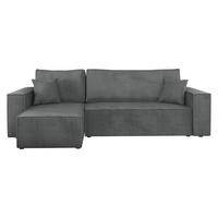 ECKSOFA Karl Cord - Dunkelgrau/Schwarz, Holz/Kunststoff (244/145cm) - MIRJAN24