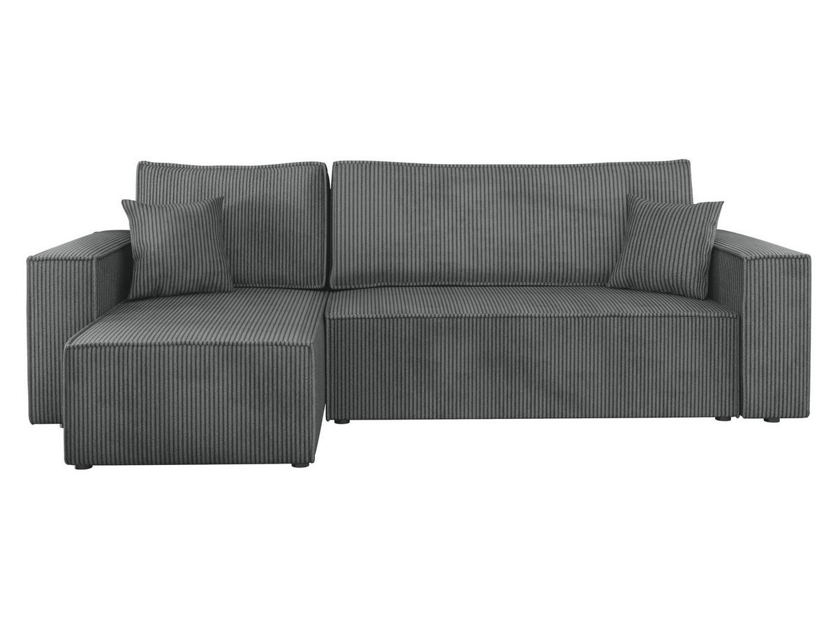 ECKSOFA Karl Cord - Dunkelgrau/Schwarz, Holz/Kunststoff (244/145cm) - MIRJAN24