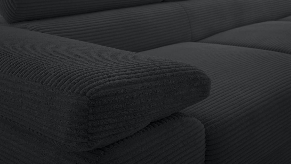 ECKSOFA L Form Arborio Dunkelgrau 280/203/90 cm Rechts mit Schlaffunktion - Schwarz, Textil/Metall (280/203cm) - AX Living