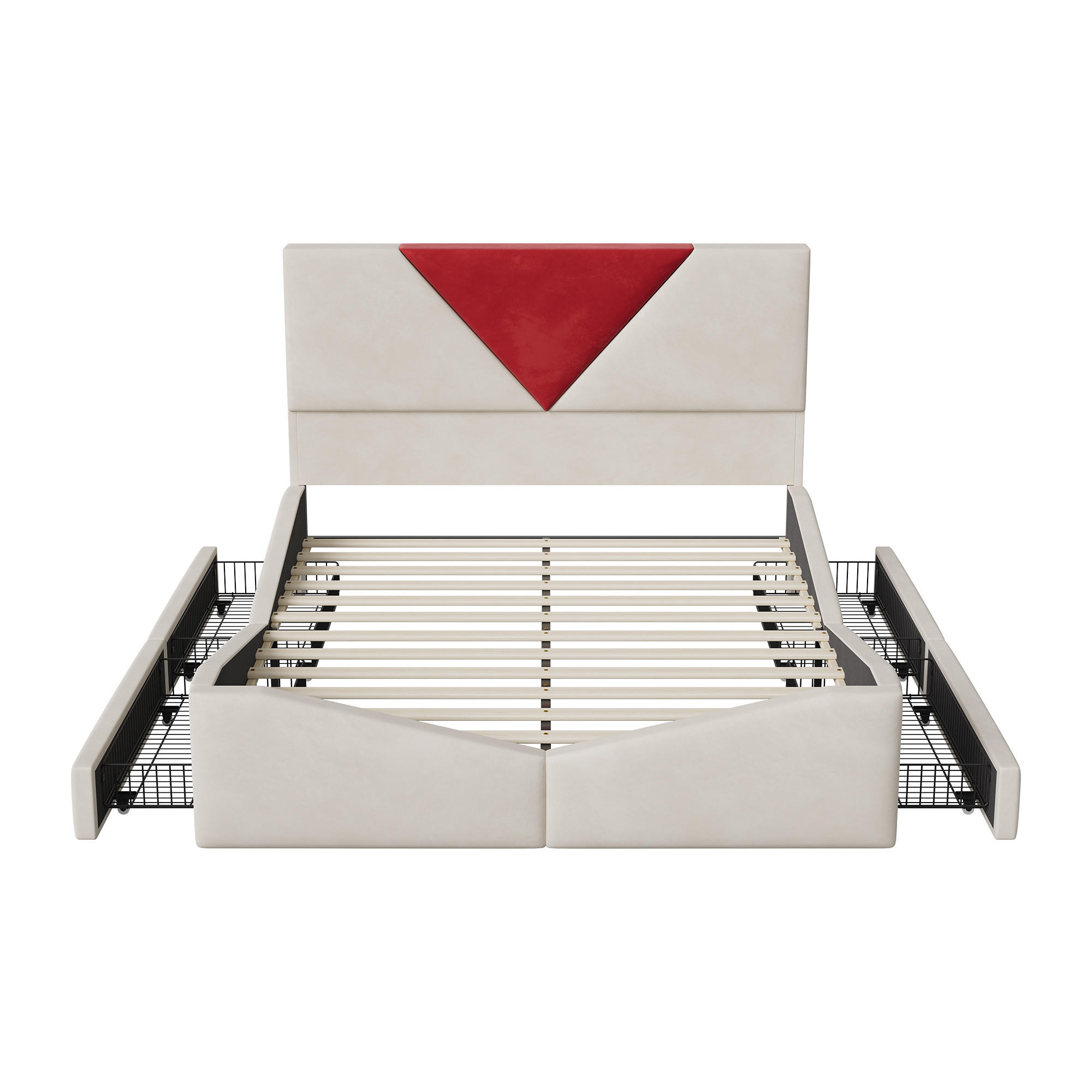 DOPPELBETT beige 160x200 stauraum-schubladen - Beige, Metall - SHOPENTRA