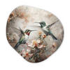 WANDBILD Kolibri - Vögel - Blumen - Pflanzen 90x90 cm - Hellgrün, Kunststoff (90/90cm) - MuchoWow
