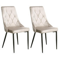 ESSZIMMERSTUHL 2er-Set Samtstoff Beige Avenir - Beige, Textil (49/95/60cm) - Beliani