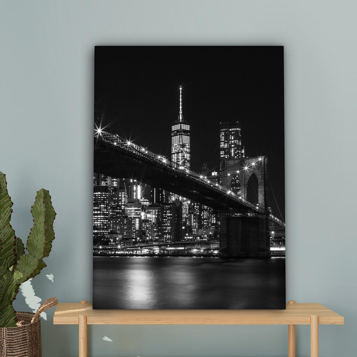 LEINWANDBILD New York - Brooklyn - Brücke 60x80 cm - Schwarz, Textil (60/80cm) - MuchoWow