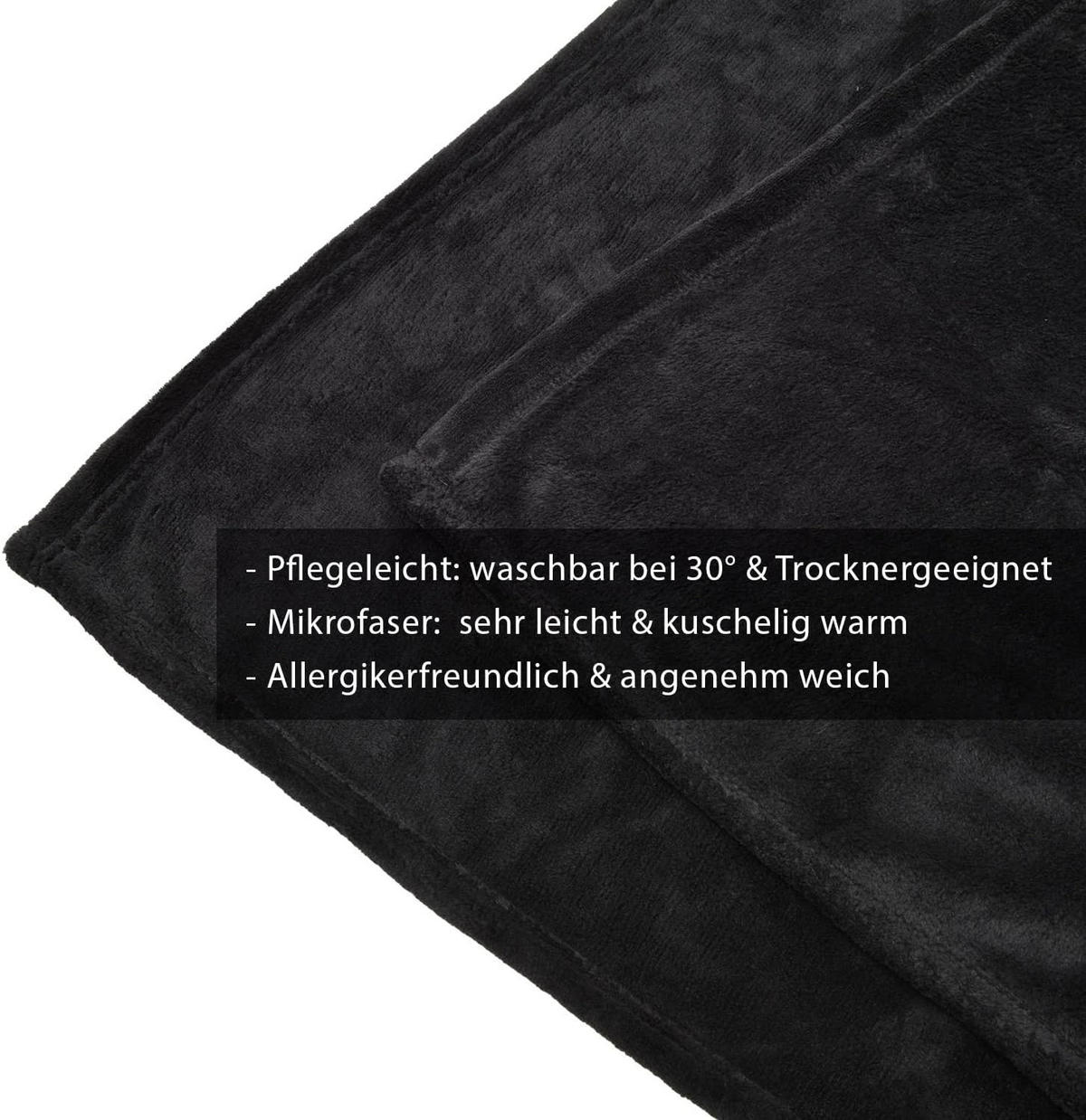 DECKE Aurelia 220/240 cm Schwarz - Schwarz, Textil (240/220cm) - Beautissu 