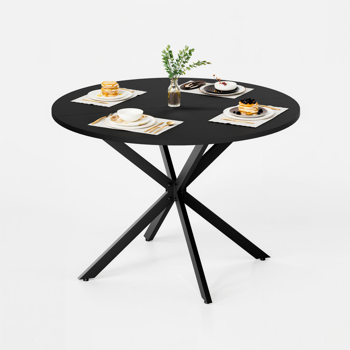 ESSTISCH rund X-Gestell Schwarz Ø 120 cm - Schwarz, Holzwerkstoff/Metall (120/120/78cm)