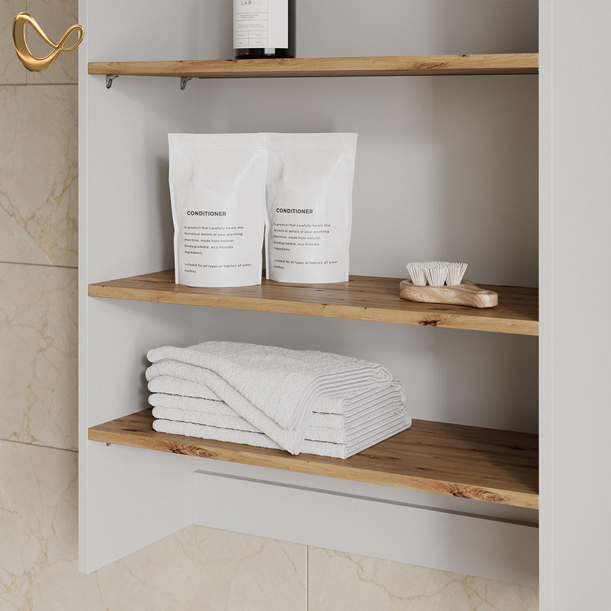 BADSCHRANK Paolina Weiß/Artisan 68 x 100.4 cm mit offenen Regalen - Weiß/Eiche Artisan, Holzwerkstoff (68/100.4/29cm) - Livinity®