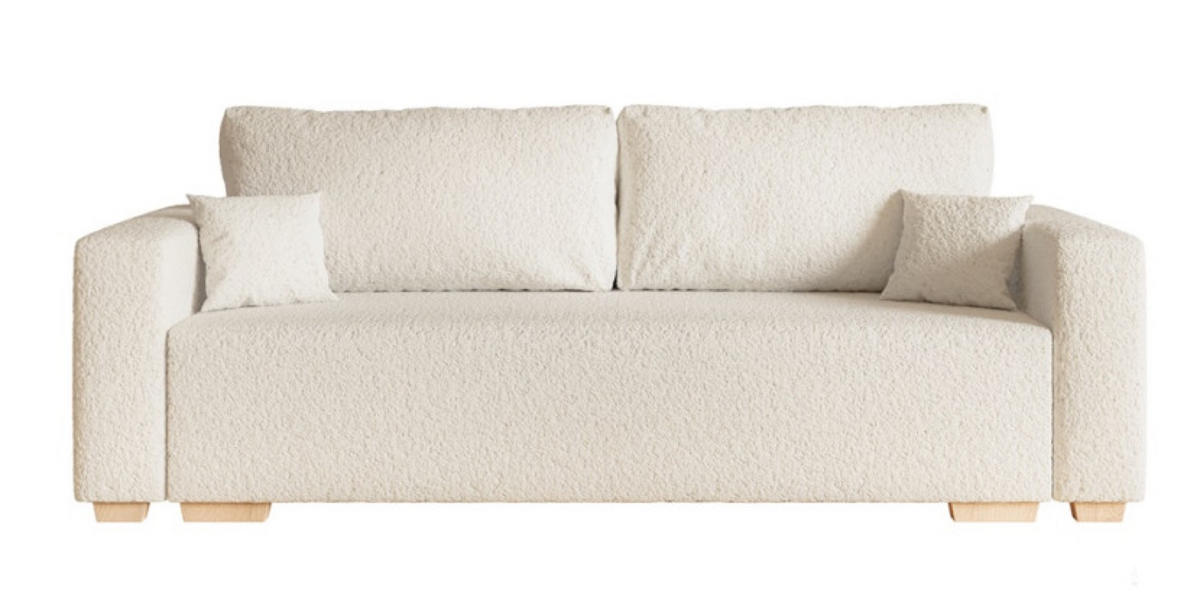 SOFA Ecru SOFIA Drei-Sitzer Stoff Bouclé - Ecru, Textil (236/92/85cm) - Sepro Meble