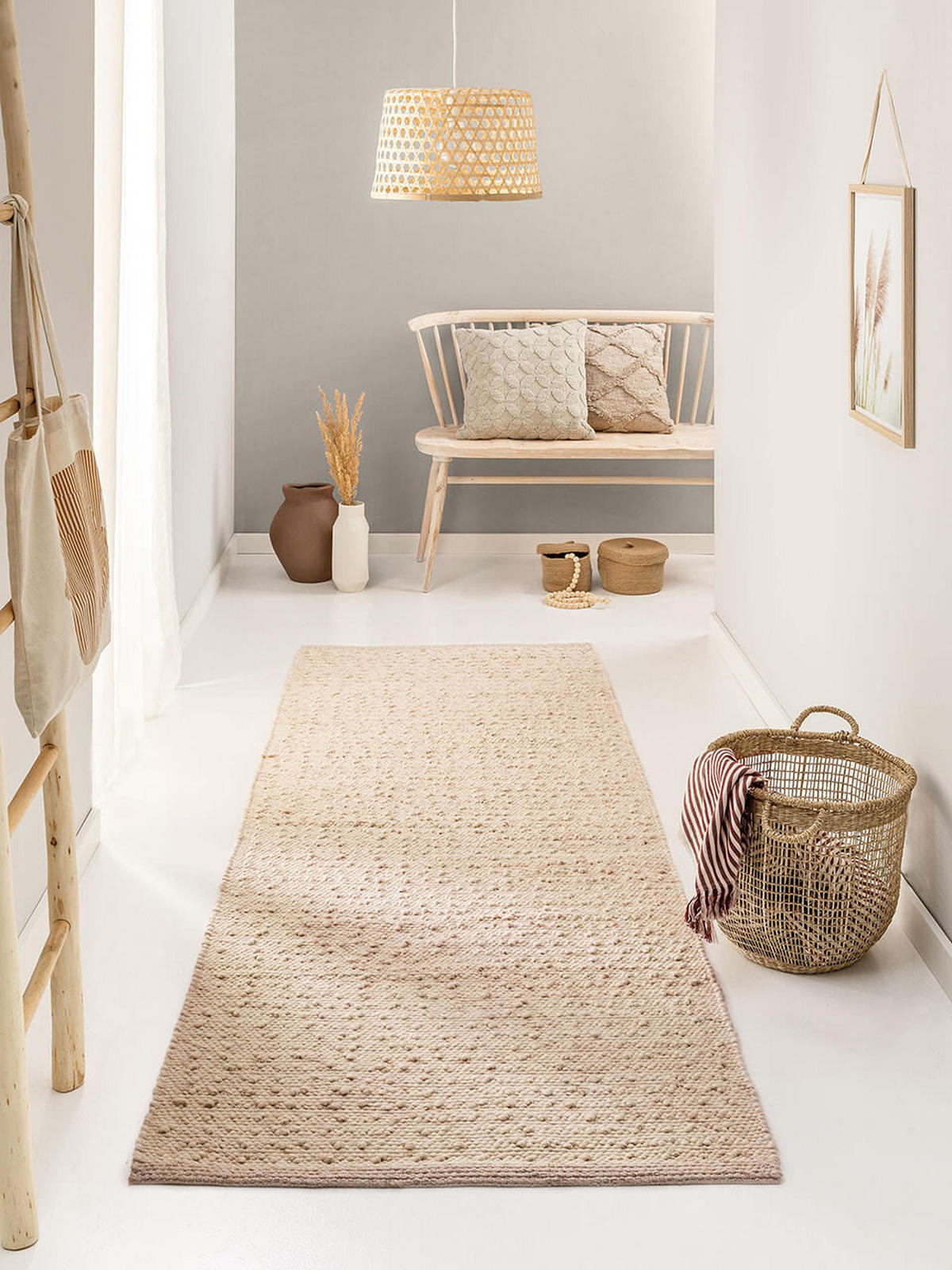 WOLLTEPPICH Lana Beige 80x250 cm - Beige, Textil (80/1cm) - KUNSTLOFT