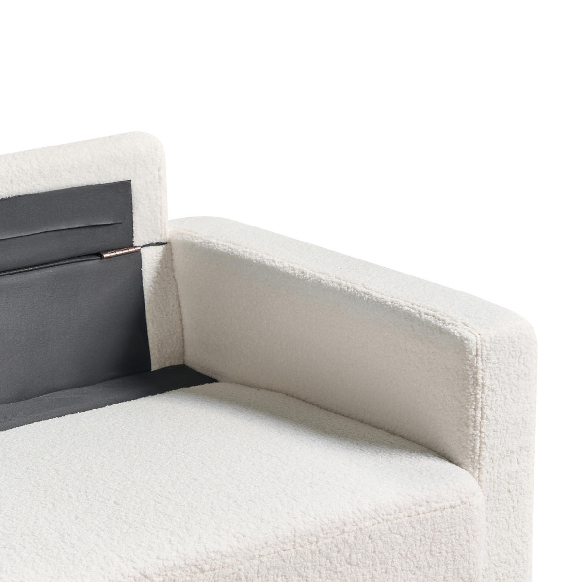 2-SITZER-SOFA Teddy-Optik cremeweiß Kalmar - Hellbraun/Weiß, Textil (182/88/74cm) - Beliani