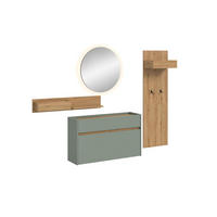 GARDEROBE Flow (B/H/T: ca. 205/197/32 cm) 4 tlg. in Salbei/Salbei - Salbeigrün, Holzwerkstoff (205/197/32cm) - Homes & Jones