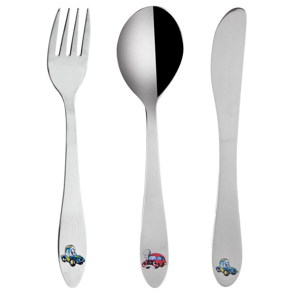 KINDERBESTECK Stahl Auto 3-teilig. - Silberfarben, Metall - Orion 
