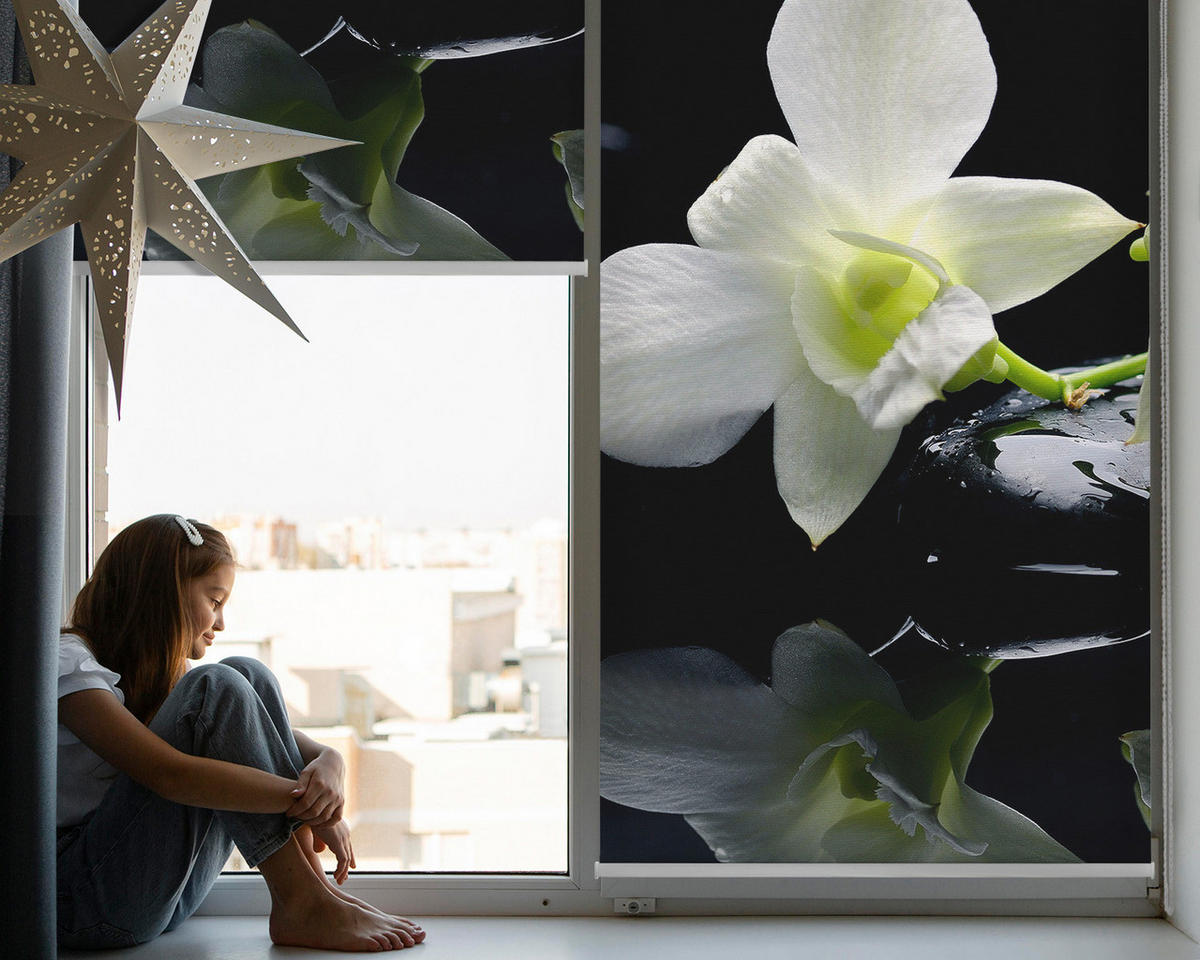 VNÚTORNÁ roleta - okenná roleta - roleta - 100x180 cm - Orchidey - čierna, plast (100/180/0.5cm) - TULUP
