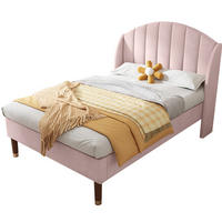 POLSTERBETT aus Samt 90x200 cm Rosa mit Lattenrost und gepolstertem Kopfteil - Rosa, Textil (90/200cm) - IVMEU