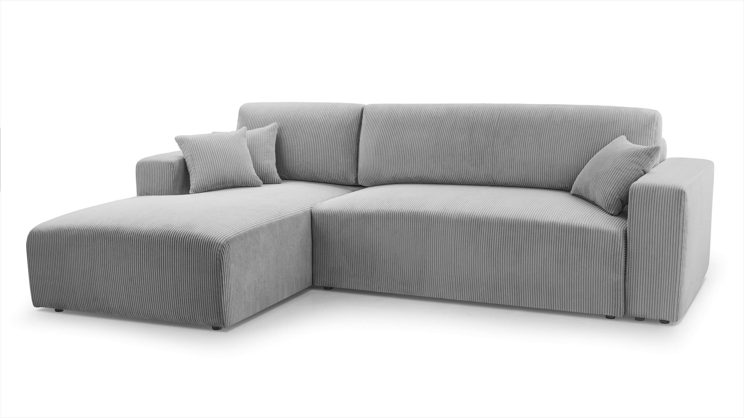 ECKSOFA L Form Catea Hellgrau 279/145/84 cm Links mit Schlaffunktion - Hellgrau/Schwarz, Kunststoff/Textil (145/279cm) - AX Living