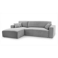 ECKSOFA L Form Catea Hellgrau 279/145/84 cm Links mit Schlaffunktion - Hellgrau/Schwarz, Kunststoff/Textil (145/279cm) - AX Living