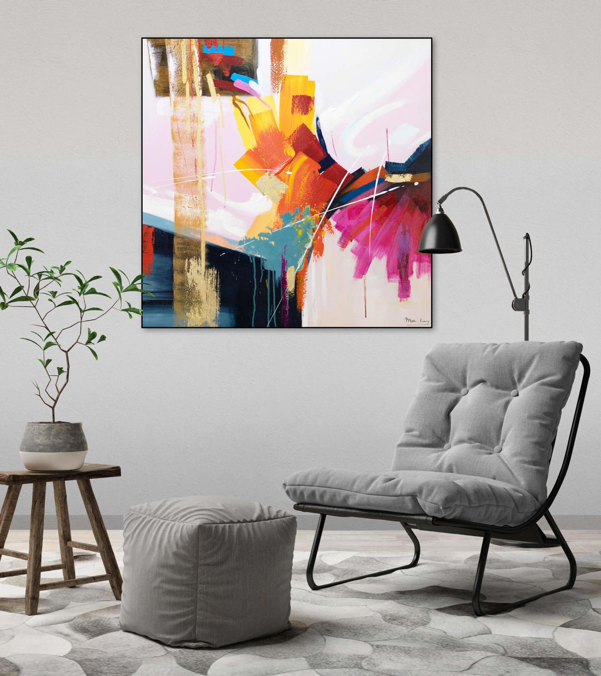 ÖLGEMÄLDE 80/80 cm - Multicolor, Holz/Textil (80/80cm) - KUNSTLOFT