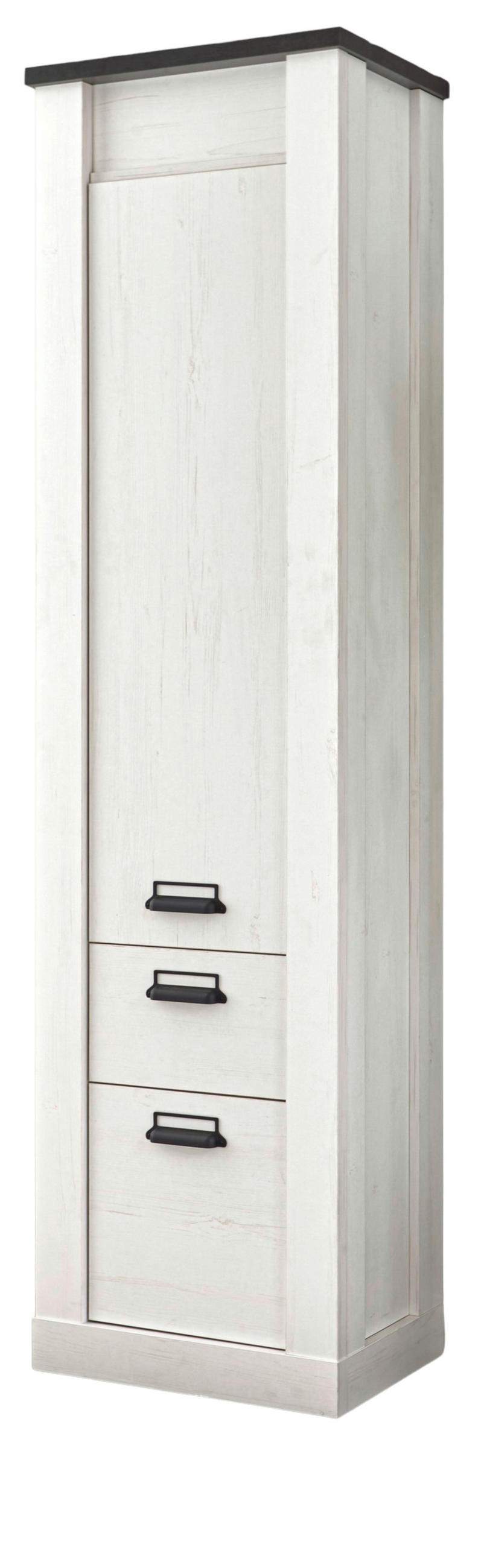 SCHUHSCHRANK weiß Pinie, Landhaus, Garderobenschrank mit Soft-Close - Anthrazit/Weiß, Holzwerkstoff/Metall (51/201/38cm) - Furn.Design