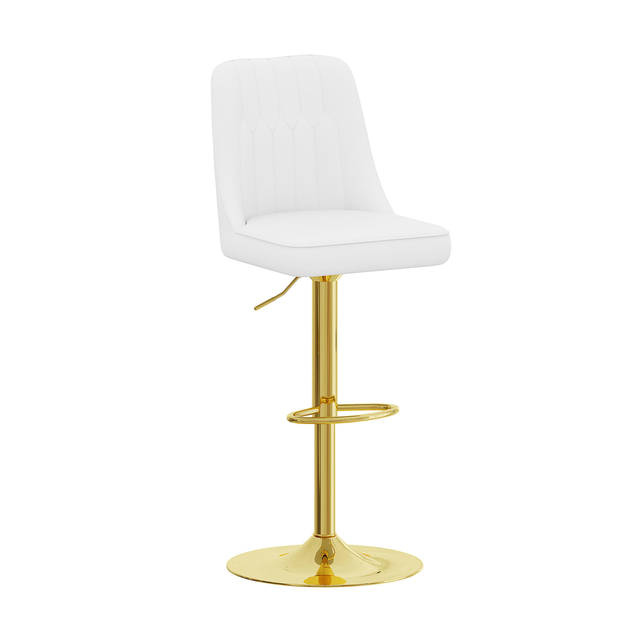 BARHOCKER höhenverstellbar 2er-Set drehbar Weiß-Gold - Goldfarben, Metall (44/117.5/44.1cm) - Meubliv