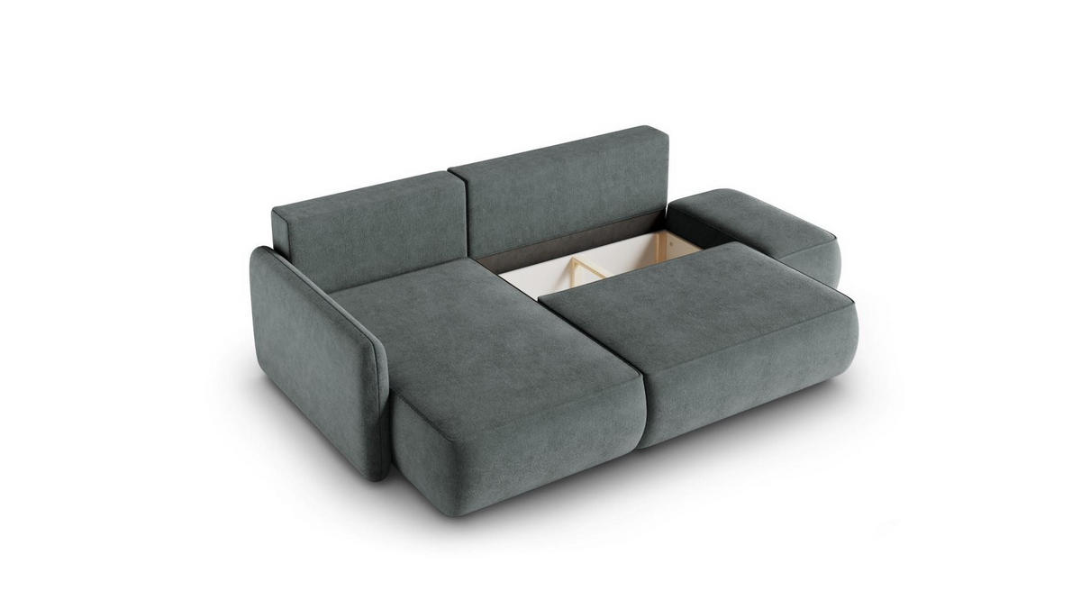ECKSOFA mit Schlaffunktion Grau Anthrazit - Türkis, Textil (229/148cm) - Furnisell