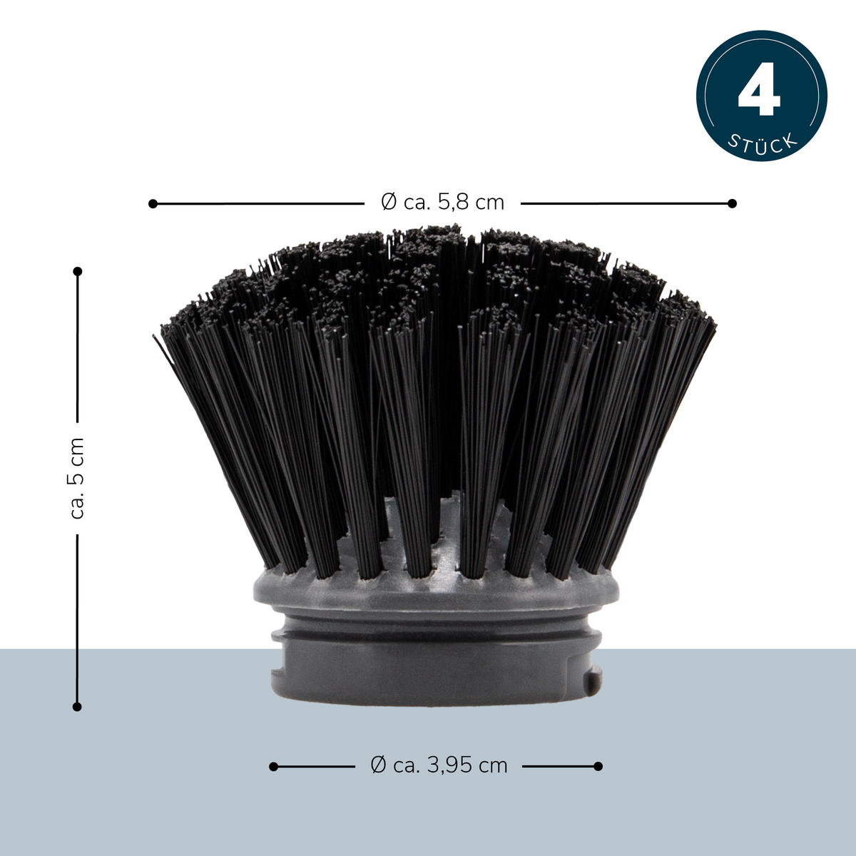 ERSATZBÜRSTEN 4er-Set, grau, Kunststoff - Grau, Kunststoff (6.5/5/6.5cm) - bremermann