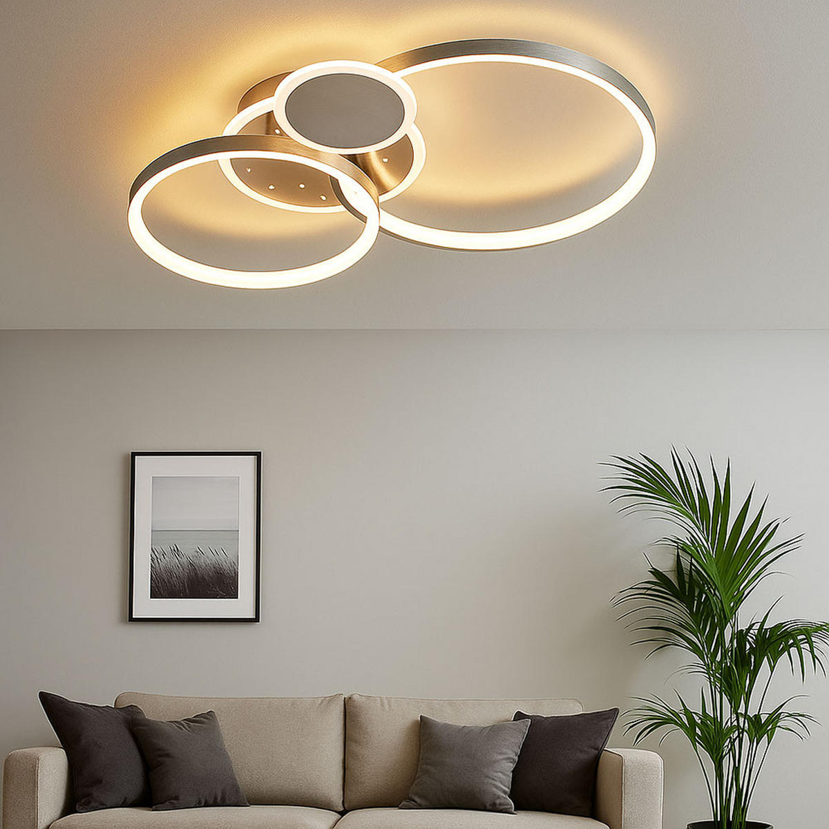 LED DECKENLEUCHTE Metall Silber - Silberfarben, Metall (54/38/9cm) - Wofi