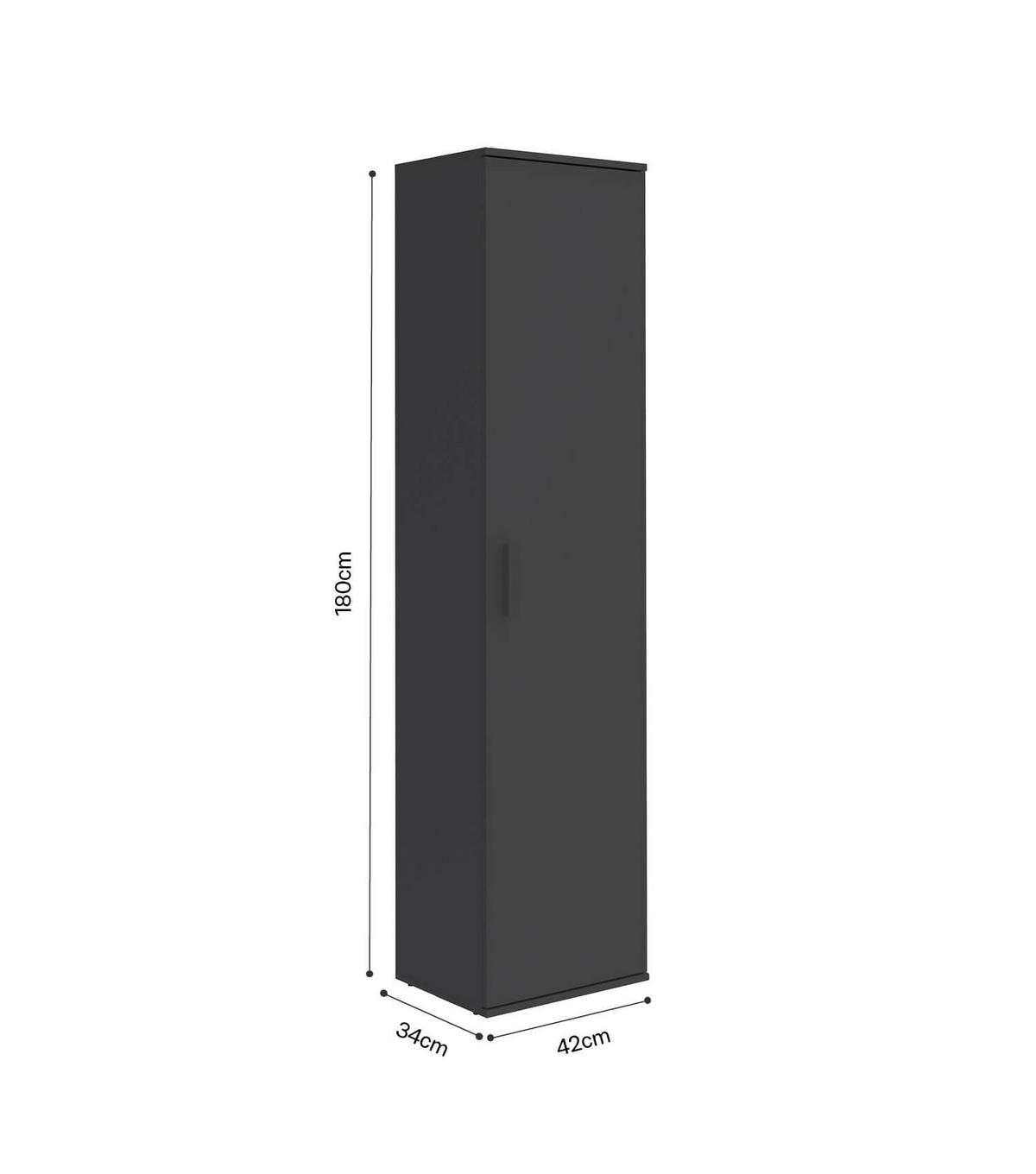 MEHRZWECKSCHRANK Der Kompakte - Anthrazit/Schwarz, Holzwerkstoff (42/180/34cm) - Mokebo