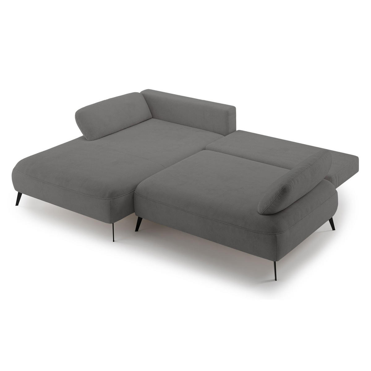 ECKSOFA Avolla Grau links - Schwarz/Grau, Textil/Metall (284/186cm) - Selsey