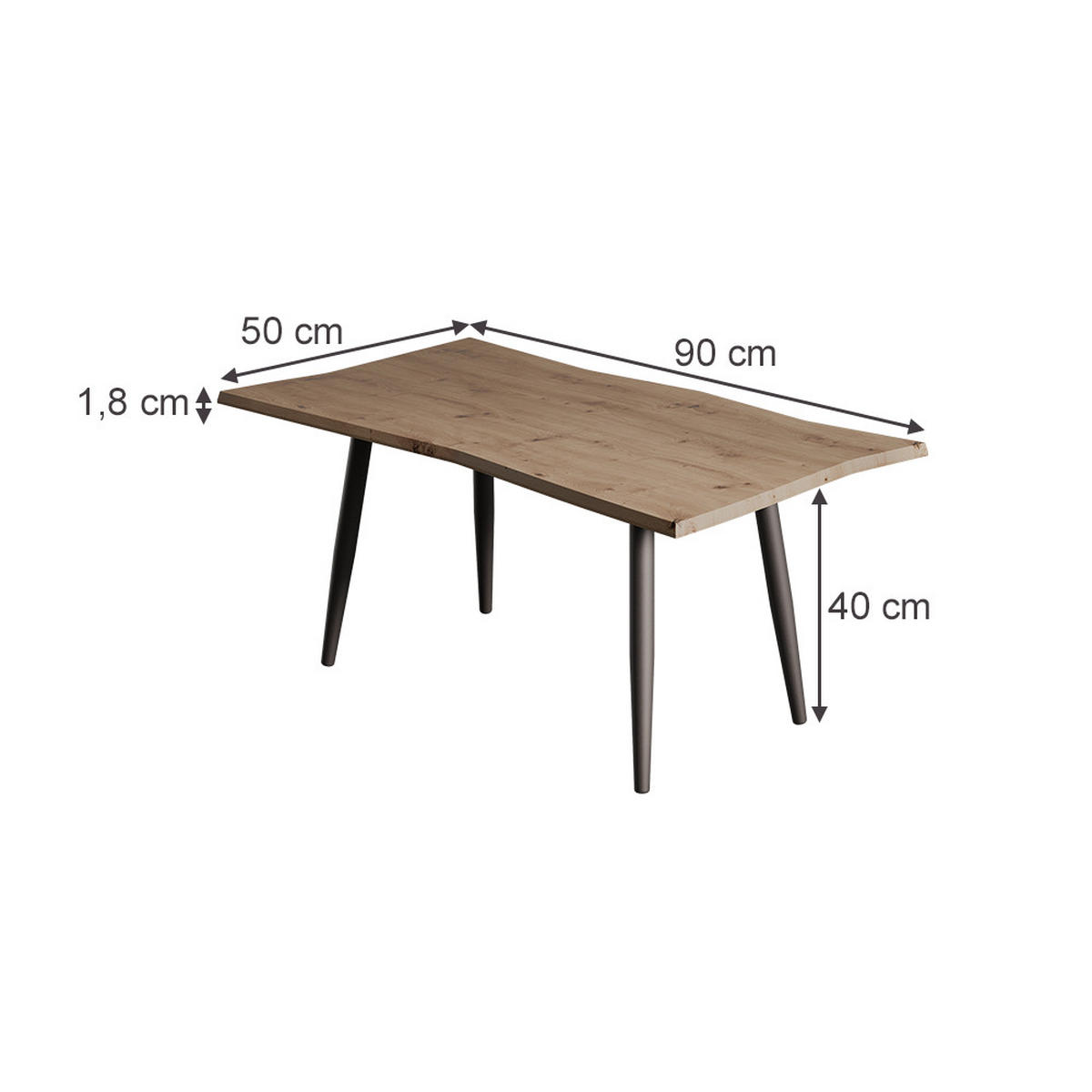 COUCHTISCH Yan Artisan 90 x 50 cm - Hellgrau, Holzwerkstoff (50/90/40cm) - Vicco