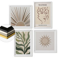 WANDBILDER 4er-Set - 50x50 cm & 40x60 cm Weißer Rahmen - Abstrakte Pflanzenmuster - Weiß, Kunststoff (50/50cm) - ArtPrintCave