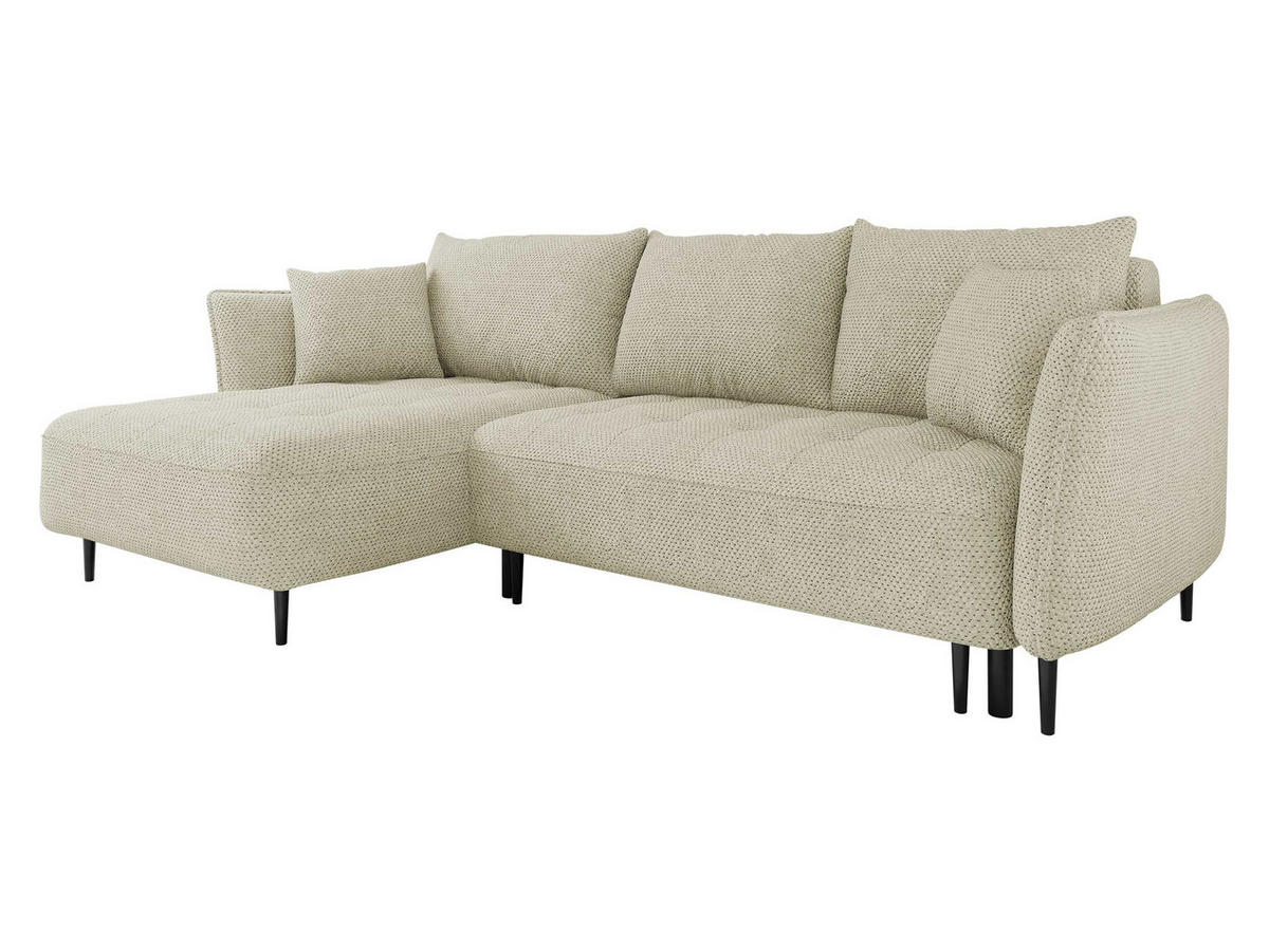 ECKSOFA Bari, Seite: Links - Schwarz/Naturfarben, Holz/Textil (276/158cm) - MIRJAN24